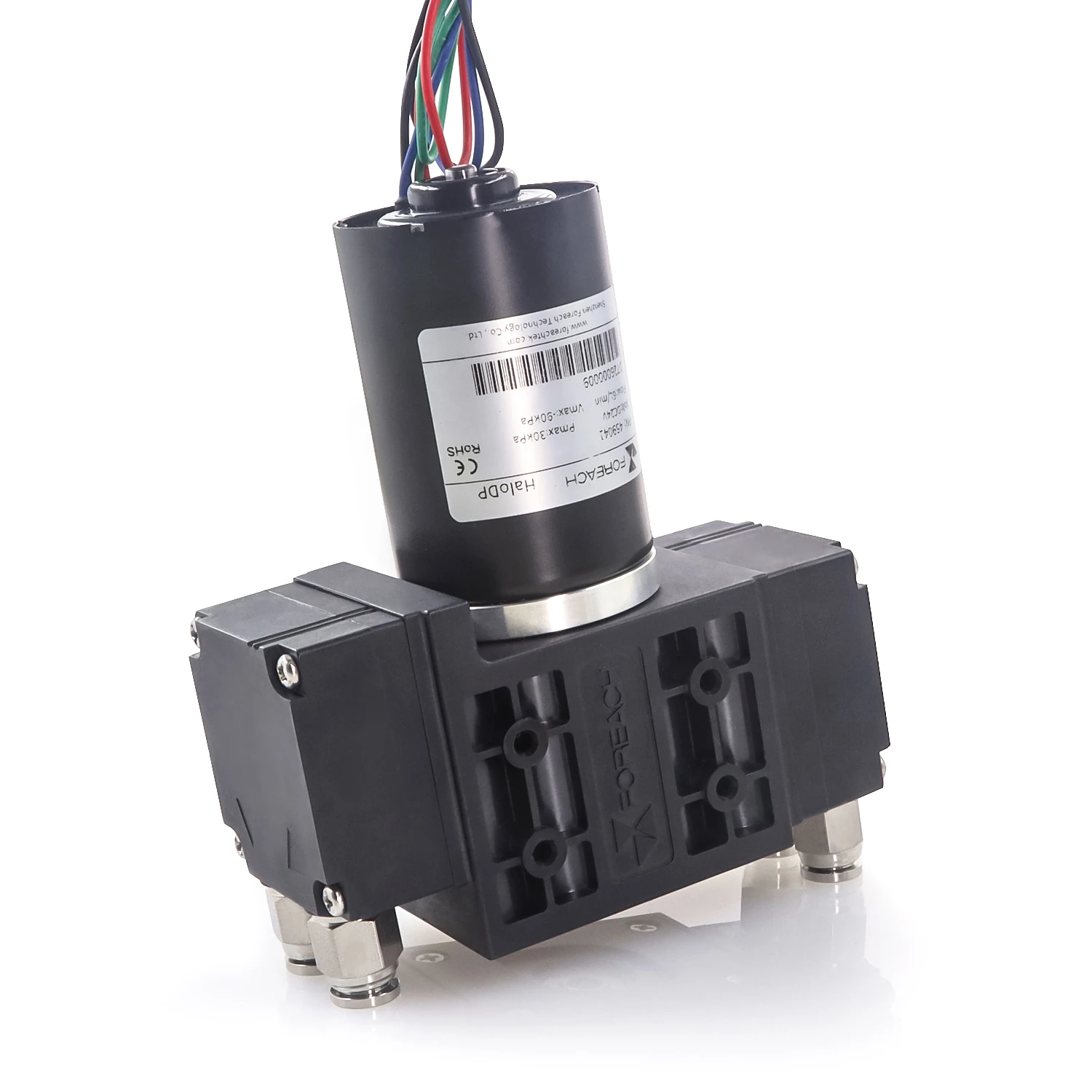 Foreach DPGL800 brushless miniature gas-liquid diaphragm pump with 6 L/min no-load gas flow per head for residual liquid aspiration in laboratory automation
