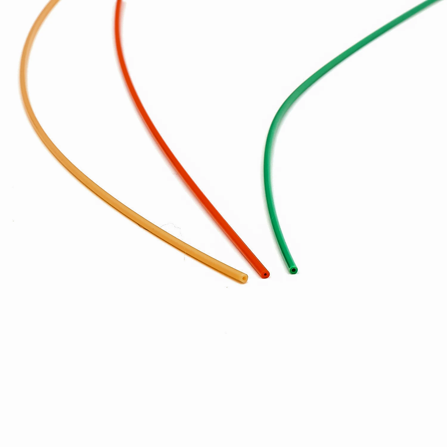 FOREACH chemical-resistant PEEK tubing shown in yellow, orange and green