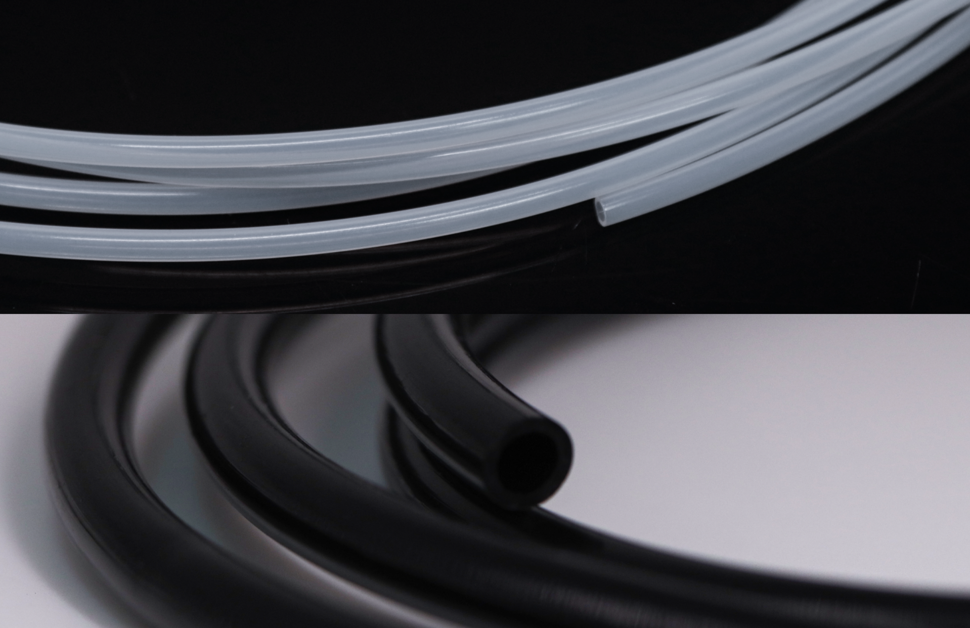 本色及黑色 PTFE 管材实物