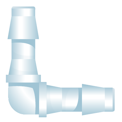 Illustration of a BL elbow barbed fitting body