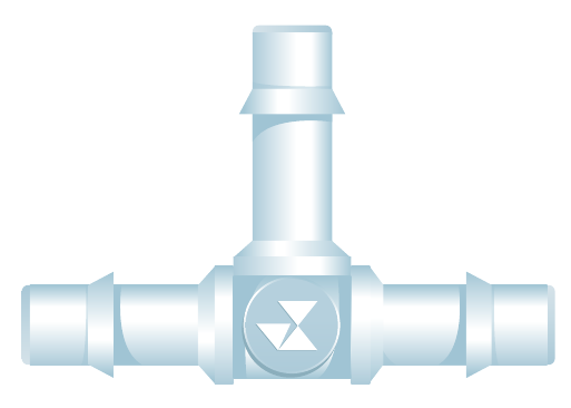 Illustration of a BT tee barbed fitting body